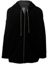 Rick Owens Drkshdw Relaxed Fit Black Zip-up Hoodie With Extended Fabric Detail In Black