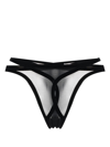 Wolford X Mugler Flock Shaping Thong In Black
