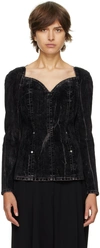 Stella Mccartney Loveheart Tie-dye Stretch-denim Top In Washed Black