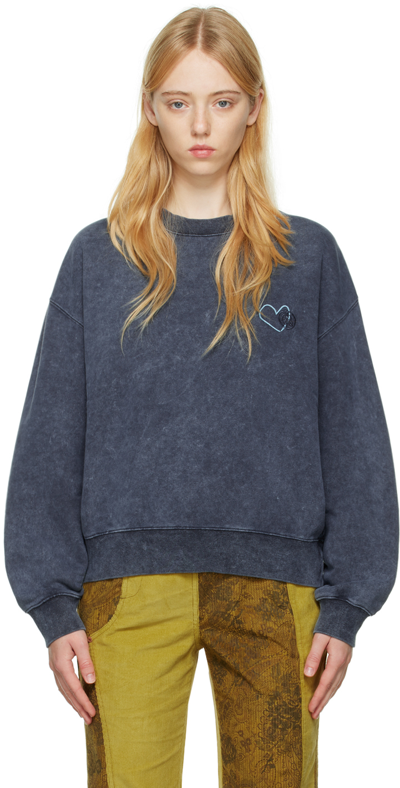 Andersson Bell Gray Heart Overdyed Sweatshirt In Grey