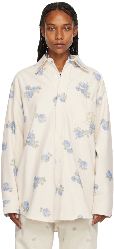 Martine Rose Off-white Floral Shirt In Blflrl Blue Floral