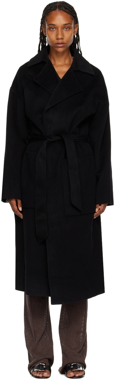 Nanushka Single-breasted Wool Coat In Black