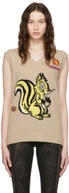 Cormio Graphic-print Intarsia-knit Top In Beige