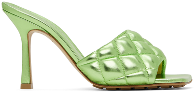 BOTTEGA VENETA GREEN PADDED HEELED SANDALS