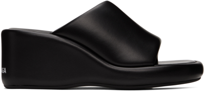 Balenciaga 75mm Rise Leather Wedge Slide Sandals In Black