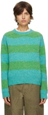 YMC YOU MUST CREATE SSENSE EXCLUSIVE BLUE & GREEN JETS SWEATER