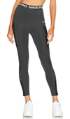 Nike Women's  Pro High-waisted 7/8 Leggings With Pockets In Dark Smoke Grey  Black  & White