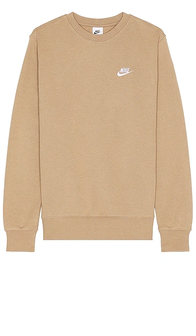 Nike Crew Neck Sweatshirt In Khaki & White