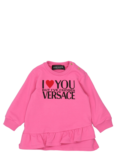 Versace Babies' Logo-print Track Dress In Pink