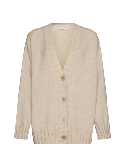Malo Cashmere And Wool Cardigan In Crema