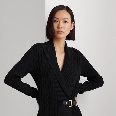 Ralph Lauren Buckled Cotton Sweater In Polo Black