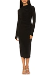Alexia Admor Kim Slinky Long Sleeve Midi Dress In Black