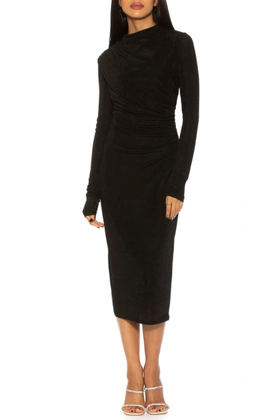 Alexia Admor Kim Slinky Long Sleeve Midi Dress In Black