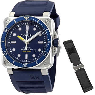Pre-owned Bell & Ross Diver Automatic Blue Dial Men's Watch Br0392-d-bu-st/srb