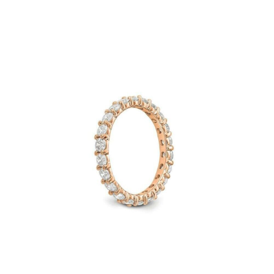 Pre-owned Fjc 3ct Brilliant Simulated Diamond Eternity Ring Solid 14k Rose Gold Band Size 7 In Pink