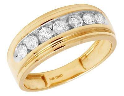 Pre-owned Jewelry Unlimited Men's 10k Yellow Gold One Row Genuine Diamond Wedding Band Ring 0.75ct 8mm In G-h