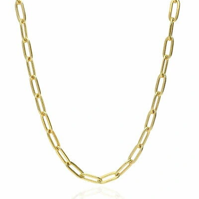 Pre-owned Nuragold 14k Yellow Gold 7mm Paperclip Chain Rolo Elongated Link Cable Necklace Women 16"