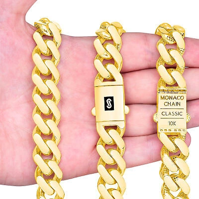 Pre-owned Nuragold 10k Yellow Gold Miami Cuban 17mm Royal Monaco Curb Link Chain Necklace 22"- 30"