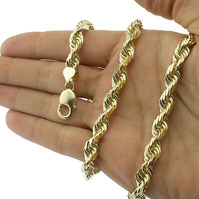 Pre-owned Nuragold 14k Solid Yellow Gold 8mm Mens Heavy Thick Italian Rope Chain Necklace 20"- 30"