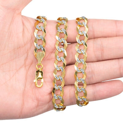 Pre-owned Nuragold 14k Yellow Gold Solid 10mm Diamond Cut Pave Cuban Curb Chain Necklace 22"- 30"