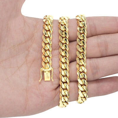 Pre-owned Nuragold 10k Yellow Gold Solid Mens 8mm Miami Cuban Link Chain Necklace Box Clasp 20"-30"