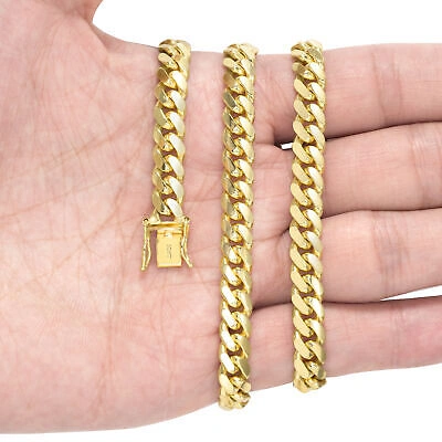 Pre-owned Nuragold 10k Yellow Gold Solid Mens 7mm Miami Cuban Link Chain Necklace Box Clasp 20"-30"