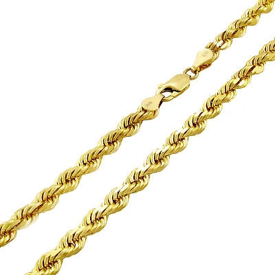 Pre-owned Nuragold 18k Yellow Gold 4mm Diamond Cut Rope Chain Mens Italian Pendant Necklace 24"