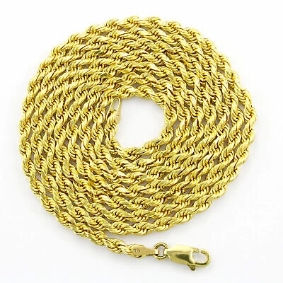 Pre-owned Nuragold 10k Yellow Gold 2.5mm Diamond Cut Rope Italian Chain Pendant Necklace Womens 16"