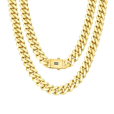 Pre-owned Nuragold 10k Yellow Gold Royal Monaco Miami Cuban Link 13mm Chain Pendant Necklace 28"