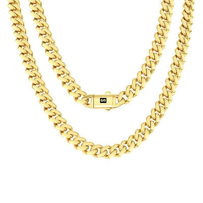 Pre-owned Nuragold 10k Yellow Gold Royal Monaco Miami Cuban Link 9mm Chain Pendant Necklace 28"