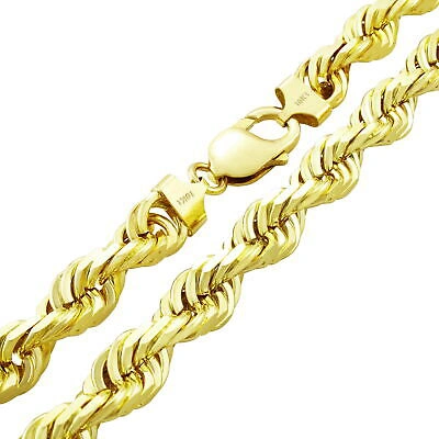 Pre-owned Nuragold 10k Yellow Gold 10mm Rope Diamond Cut Italian Chain Pendant Mens Necklace 26"