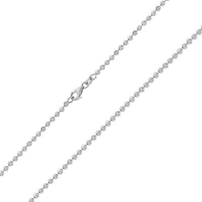 Pre-owned Nuragold Mens 10k White Gold Solid 2.5mm Diamond Moon Cut Bead Ball Chain Necklace 26"