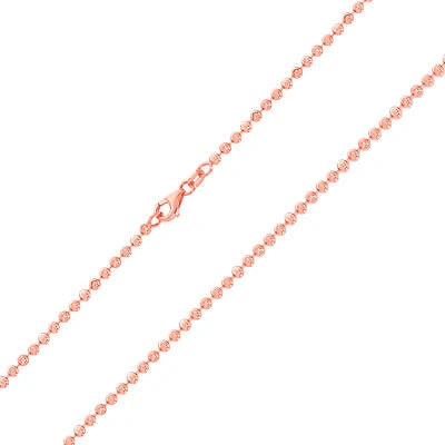 Pre-owned Nuragold Womens 10k Rose Gold Solid 2.5mm Diamond Moon Cut Bead Ball Chain Necklace 18" In Pink