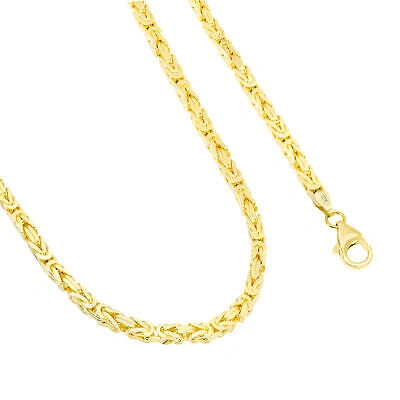 Pre-owned Nuragold Real 10k Yellow Gold Mens 4mm Byzantine Chain Square Link Pendant Necklace 22"