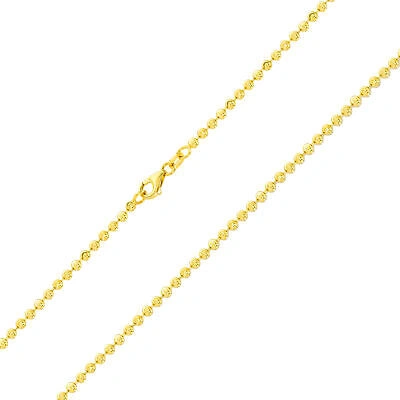 Pre-owned Nuragold Womens 10k Yellow Gold Solid 2.5mm Diamond Moon Cut Bead Ball Chain Necklace 18"