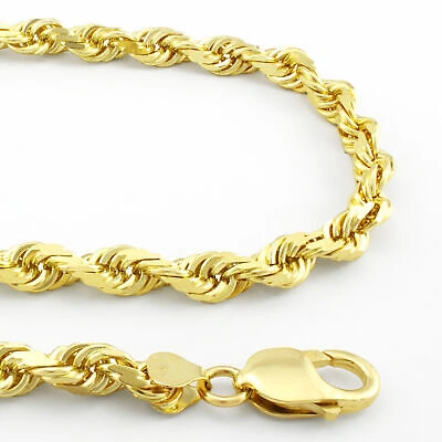 Pre-owned Nuragold 14k Yellow Solid Gold 7mm Mens Diamond Cut Rope Chain Necklace Italian Made 28"