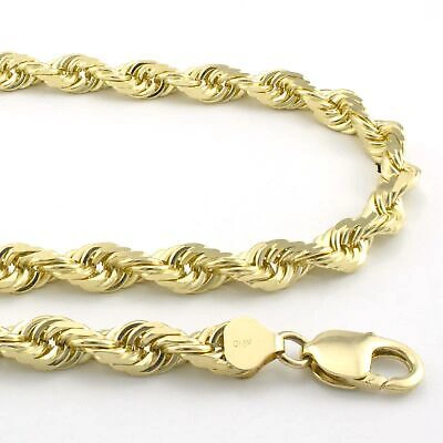 Pre-owned Nuragold 14k Yellow Gold Solid Mens 8mm Diamond Cut Rope Chain Necklace Italian Made 30"