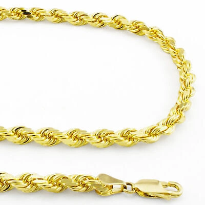 Pre-owned Nuragold 14k Yellow Solid Gold 5mm Mens Diamond Cut Rope Chain Necklace Italian Made 30"