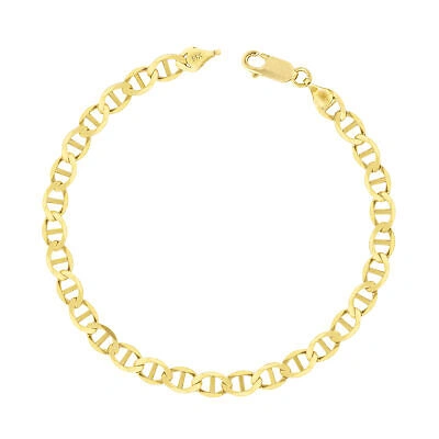 Pre-owned Nuragold 14k Yellow Gold Solid 6mm Mens Flat Mariner Anchor Flat Link Chain Bracelet 9"