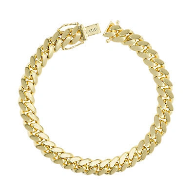 Pre-owned Nuragold 14k Yellow Gold Solid Mens 8mm Miami Cuban Link Chain Bracelet Box Clasp 9"