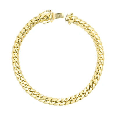 Pre-owned Nuragold 14k Yellow Gold Solid Mens 6mm Miami Cuban Link Chain Bracelet Box Clasp 8.5"