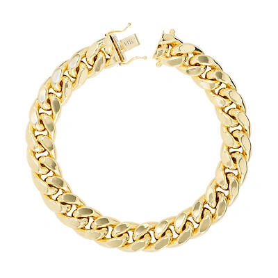 Pre-owned Nuragold 14k Yellow Gold 12.5mm Mens Miami Cuban Link Italian Chain Bracelet Box Clasp 9"