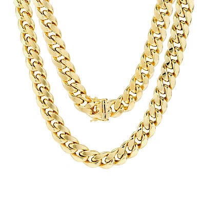 Pre-owned Nuragold 14k Yellow Gold Mens Italian 11mm Miami Cuban Link Chain Necklace Box Clasp 28"
