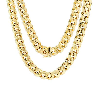 Pre-owned Nuragold 14k Yellow Gold Mens 11mm Miami Cuban Link Chain Italian Necklace Box Clasp 28"