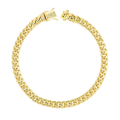 Pre-owned Nuragold 14k Yellow Gold 5.5mm Real Miami Cuban Link Chain Mens Bracelet Italian Made 9"