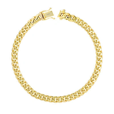 Pre-owned Nuragold 14k Yellow Gold 5.5mm Mens Miami Cuban Link Italian Chain Bracelet Box Clasp 9"