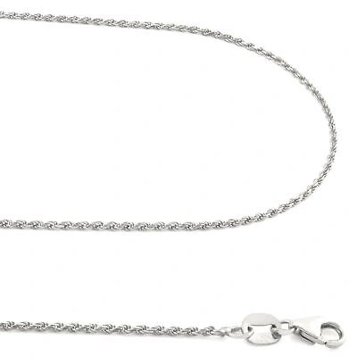 Pre-owned Nuragold 14k White Gold Solid 1mm Diamond Cut Rope Chain Necklace Mens Womens 22"