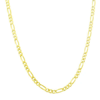 Pre-owned Nuragold 14k Yellow Gold Solid 3.5mm Italian Figaro Link Chain Pendant Necklace Women 16"