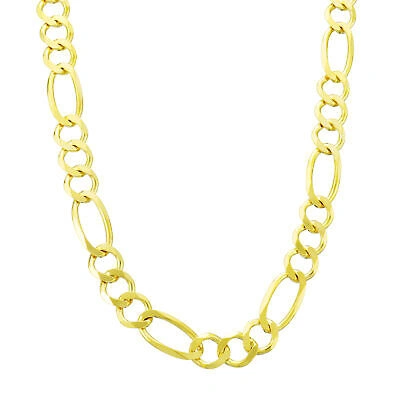 Pre-owned Nuragold 14k Yellow Gold 7mm Wide Figaro Chain Italian Link Pendant Necklace Mens 28"