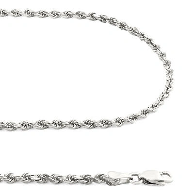 Pre-owned Nuragold 14k White Gold Solid Mens 2.5mm Diamond Cut Rope Chain Italian Necklace 30"